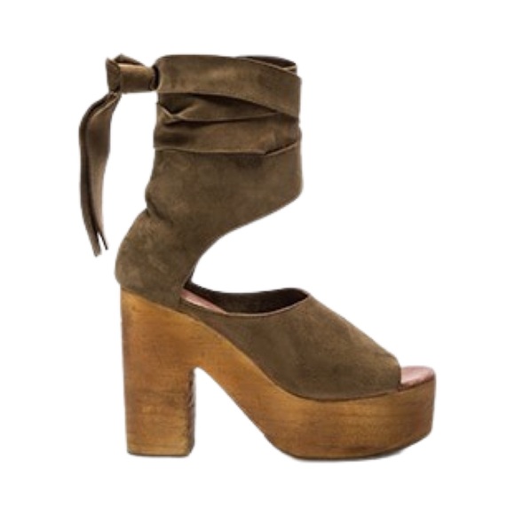 Free People Clog Touch The Sky Wrap Platform Sandal Suede Color:Taupe Size:37NEW - Picture 6 of 16